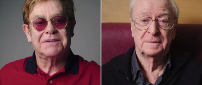 Elton John e Michael Caine in uno spot per promuovere la vaccinazione.