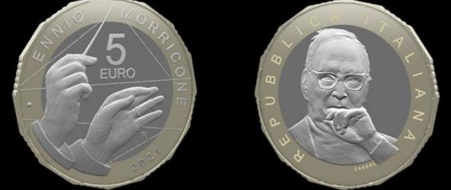 Ennio Morricone raffigurato su una moneta da 5 euro